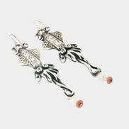 Squid Earrings with Moonstone & Coral