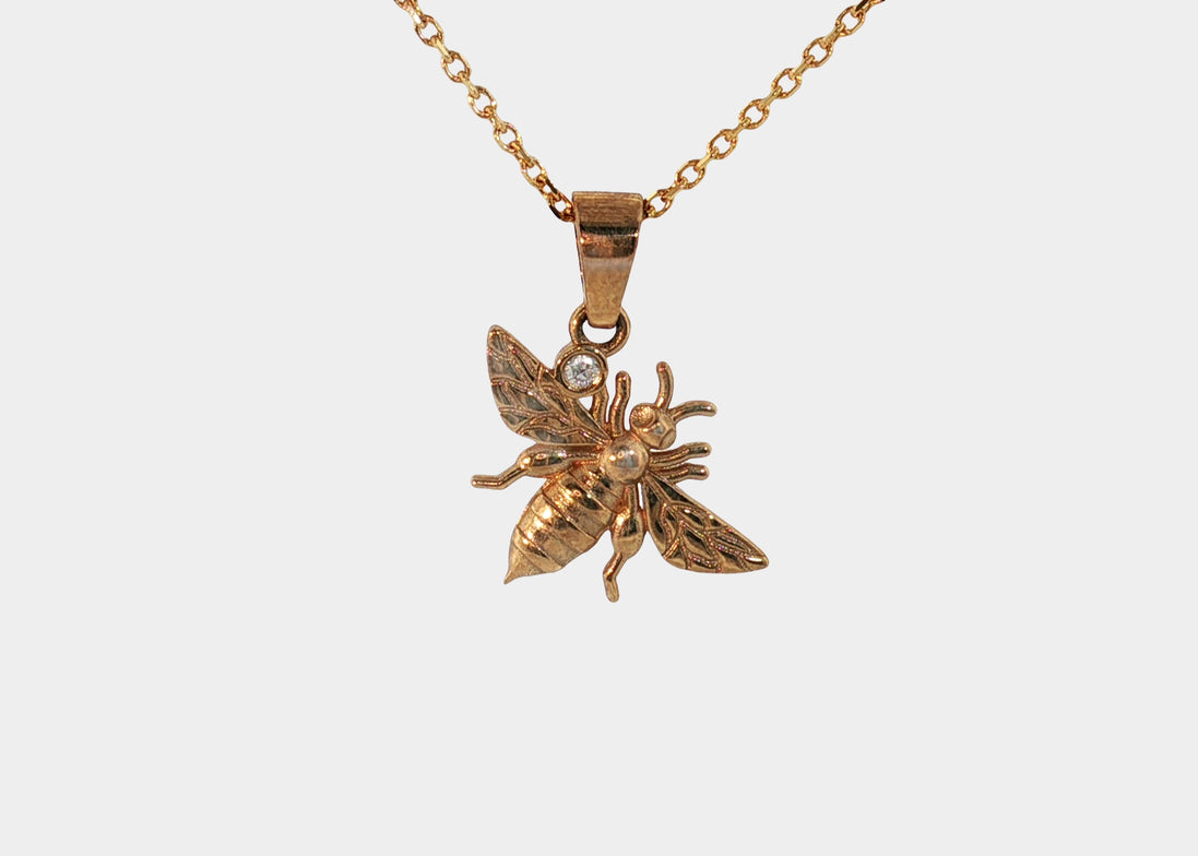 Bee & Diamond Pendant