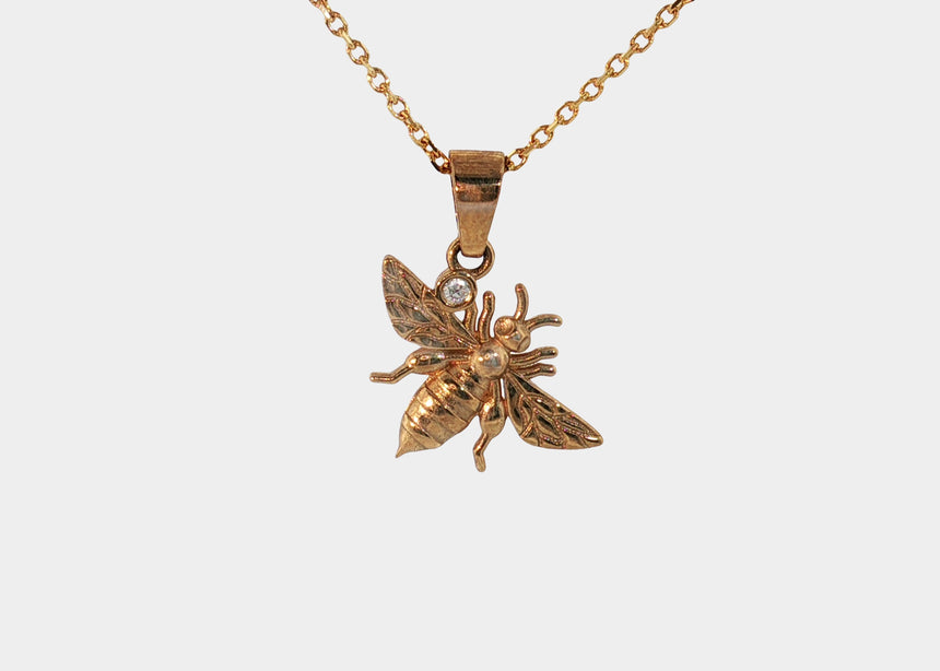 Bee & Diamond Pendant
