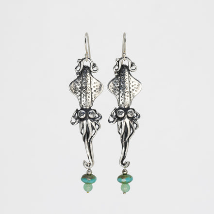 Squid Earrings with Aventurine & Turquoise