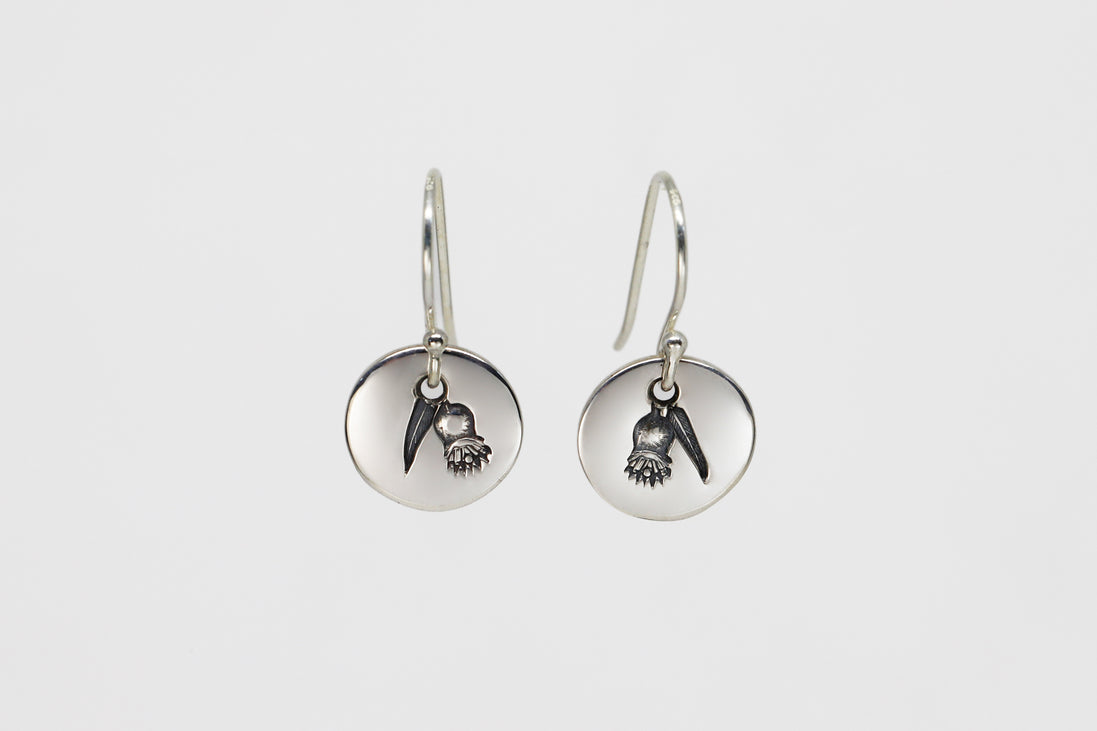 Round Small Disc Earrings - Gum Leaves