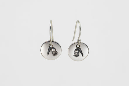 Round Small Disc Earrings - Gum Leaves