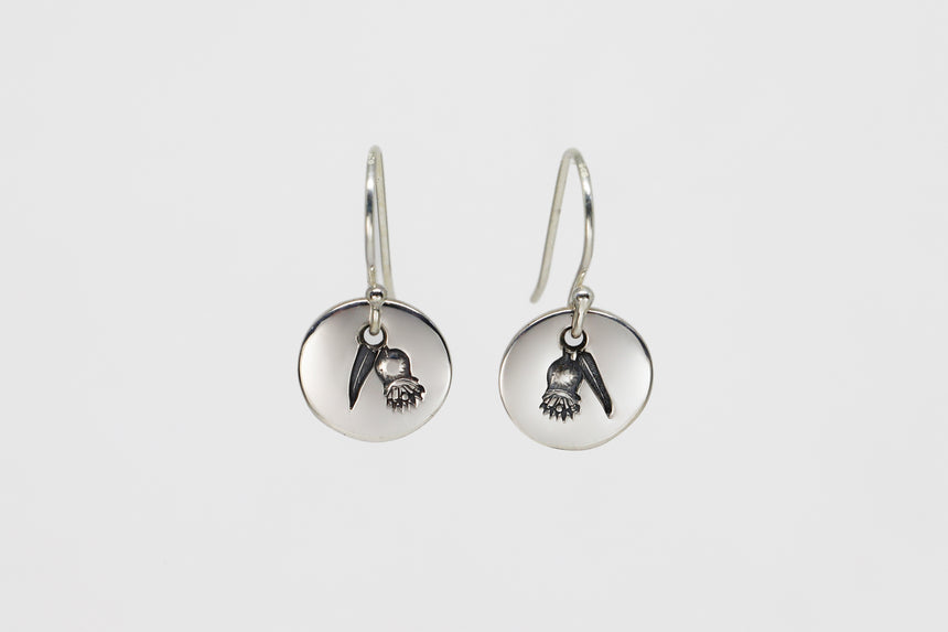 Round Small Disc Earrings - Gum Leaves