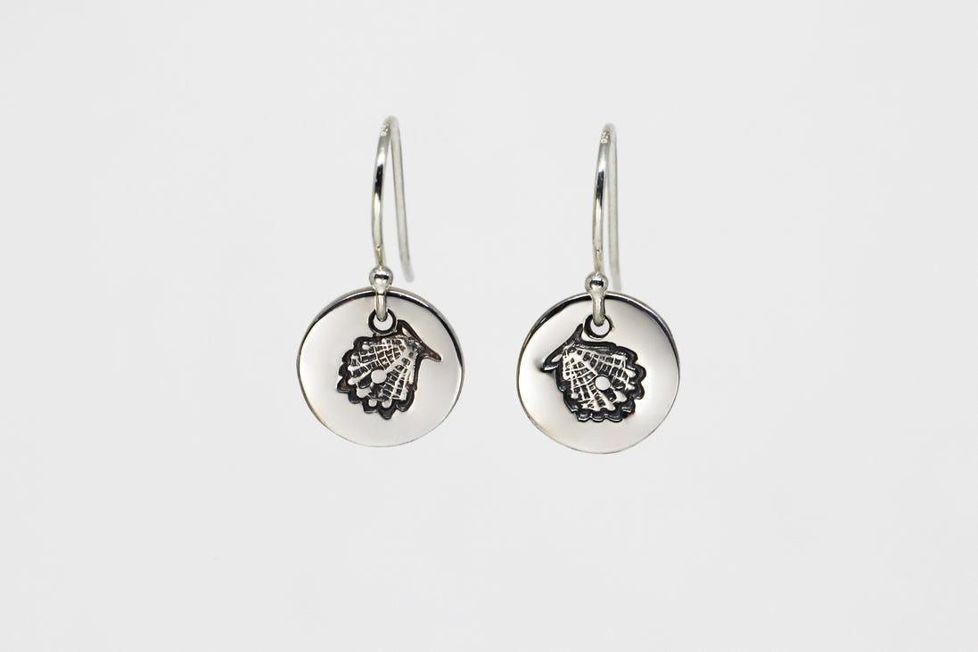 Round Small Disc Earrings - Shell
