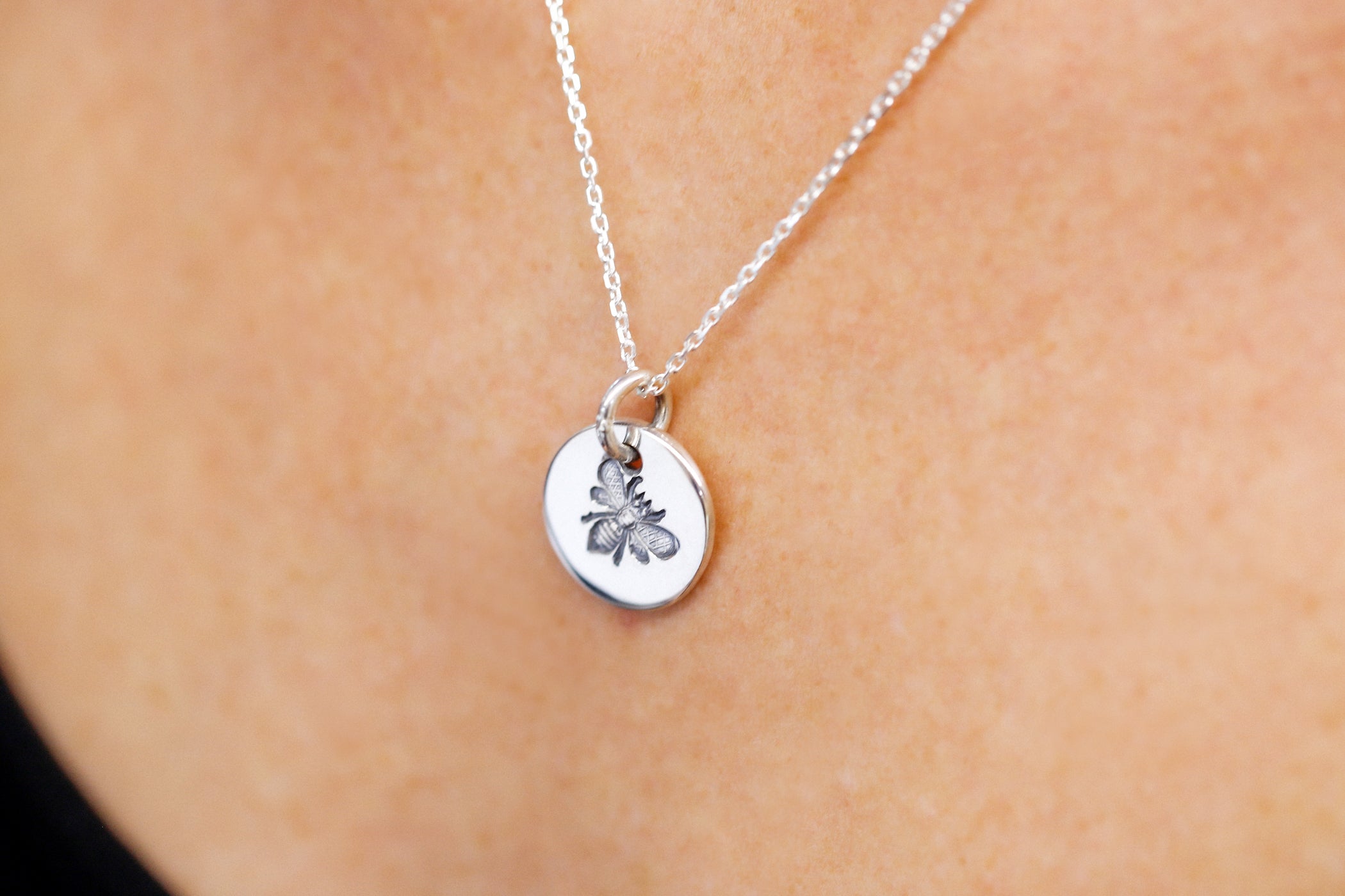 Round Medium Disc Pendant - Bee