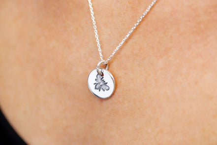 Round Medium Disc Pendant - Bee