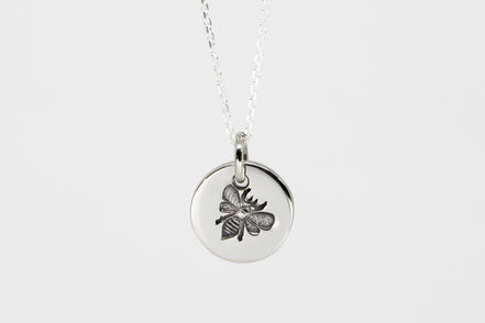 Round Medium Disc Pendant - Bee