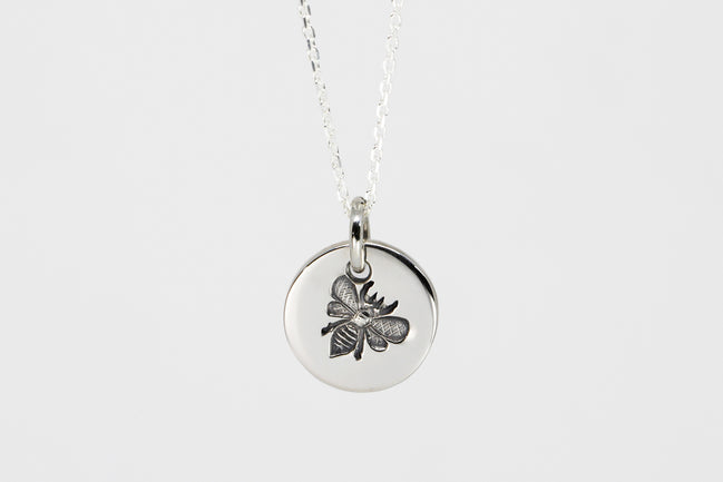 Round Medium Disc Pendant - Bee
