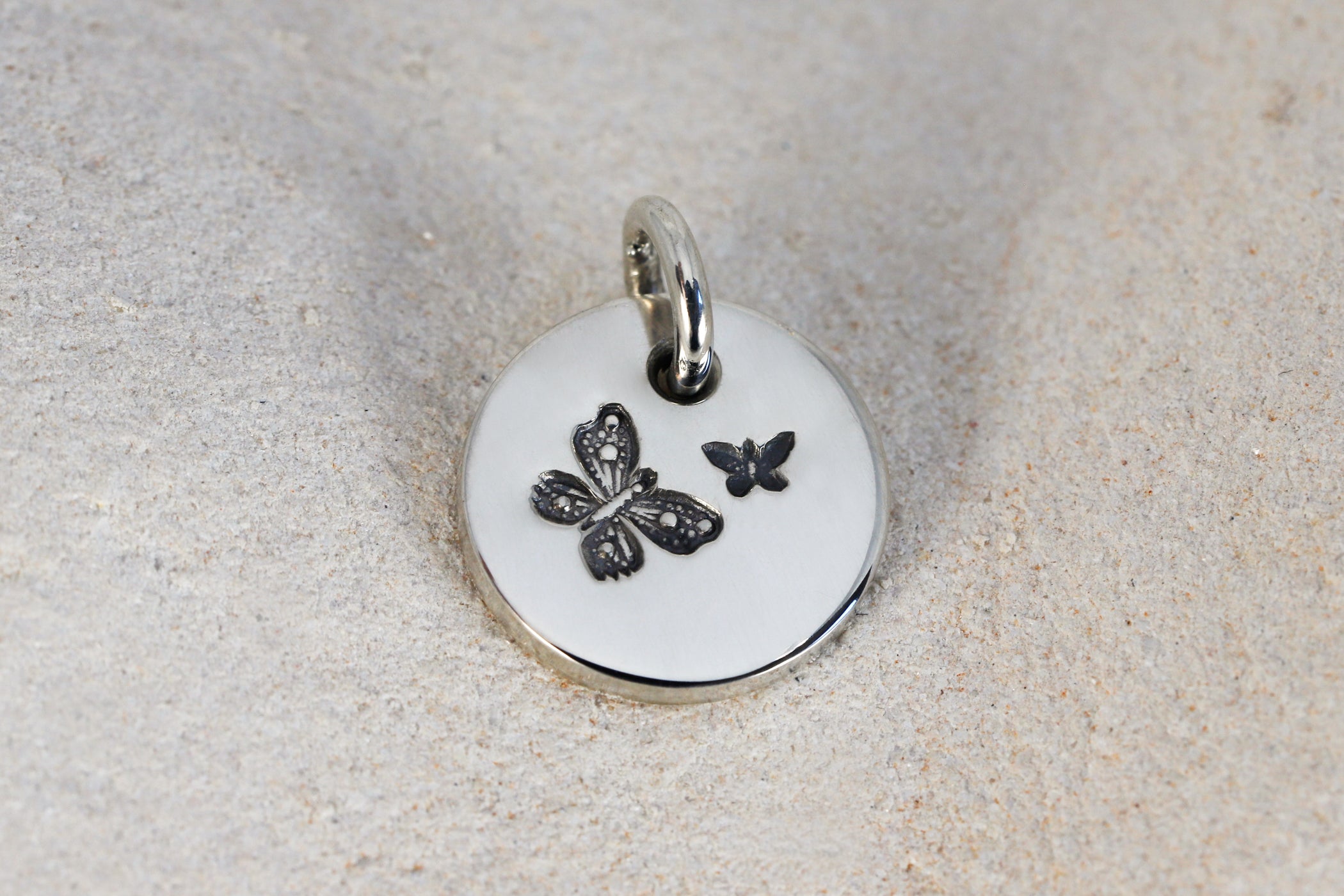 Round Medium Disc Pendant - Butterfly