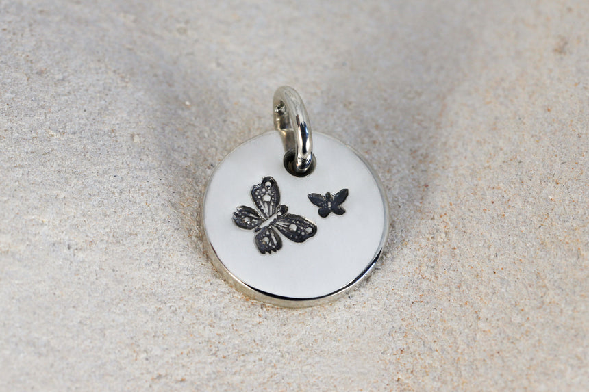 Round Medium Disc Pendant - Butterfly