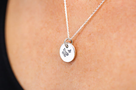 Round Medium Disc Pendant - Butterfly