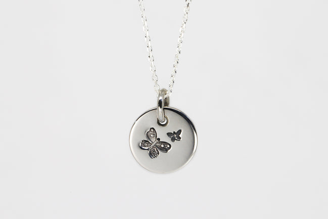 Round Medium Disc Pendant - Butterfly