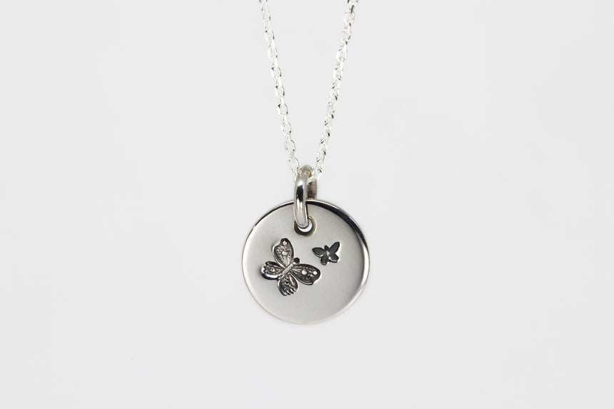 Round Medium Disc Pendant - Butterfly