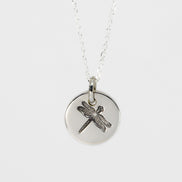Round Medium Disc Pendant - Dragonfly
