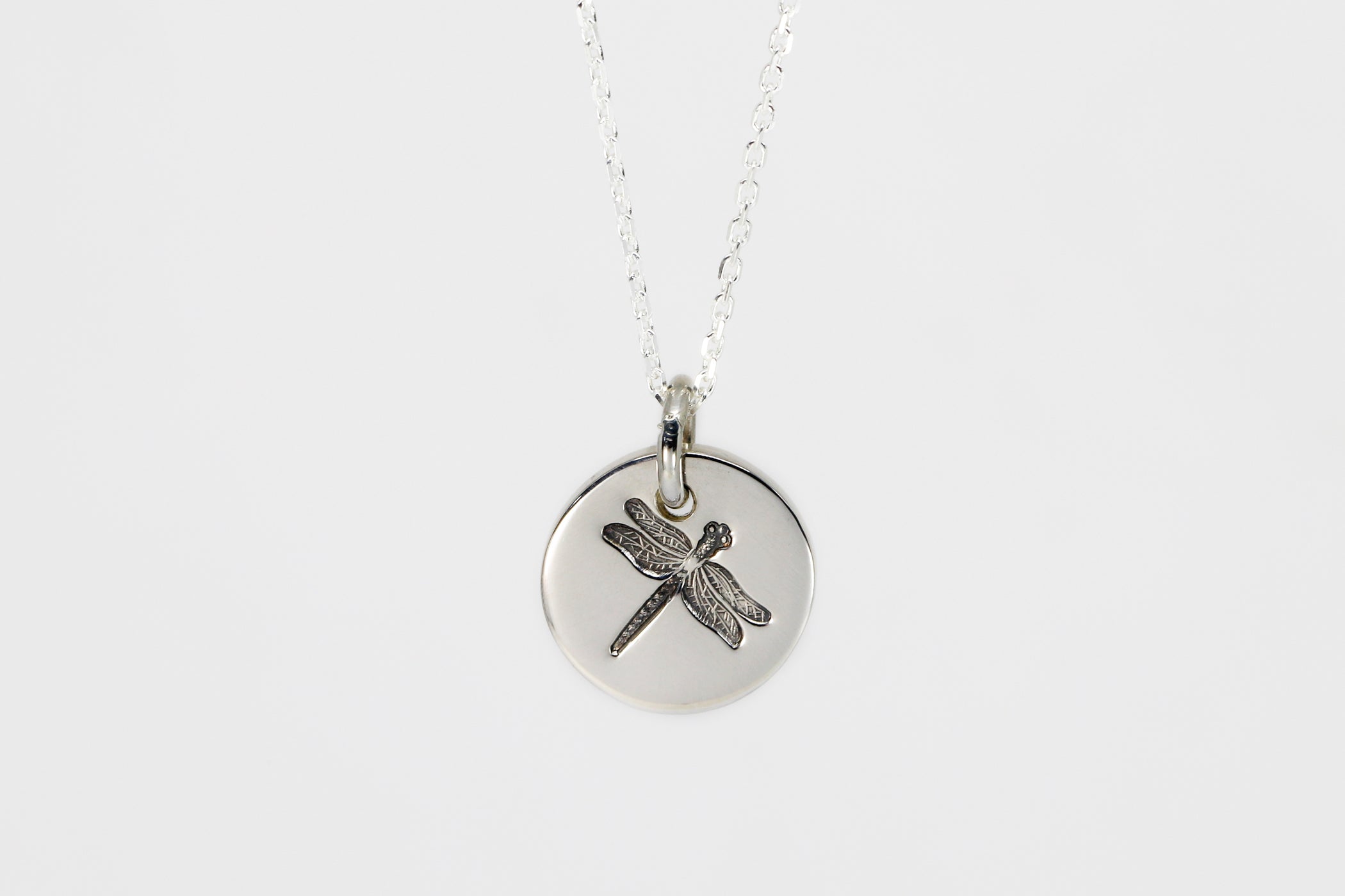 Round Medium Disc Pendant - Dragonfly
