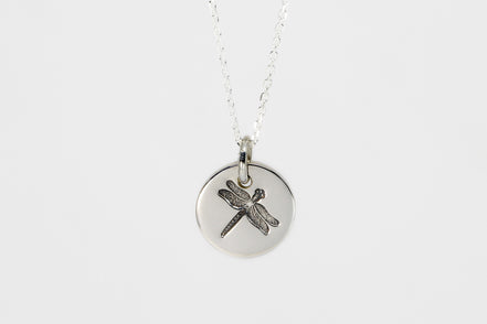Round Medium Disc Pendant - Dragonfly