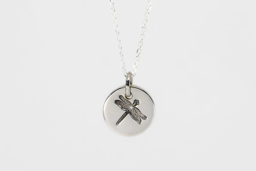Round Medium Disc Pendant - Dragonfly