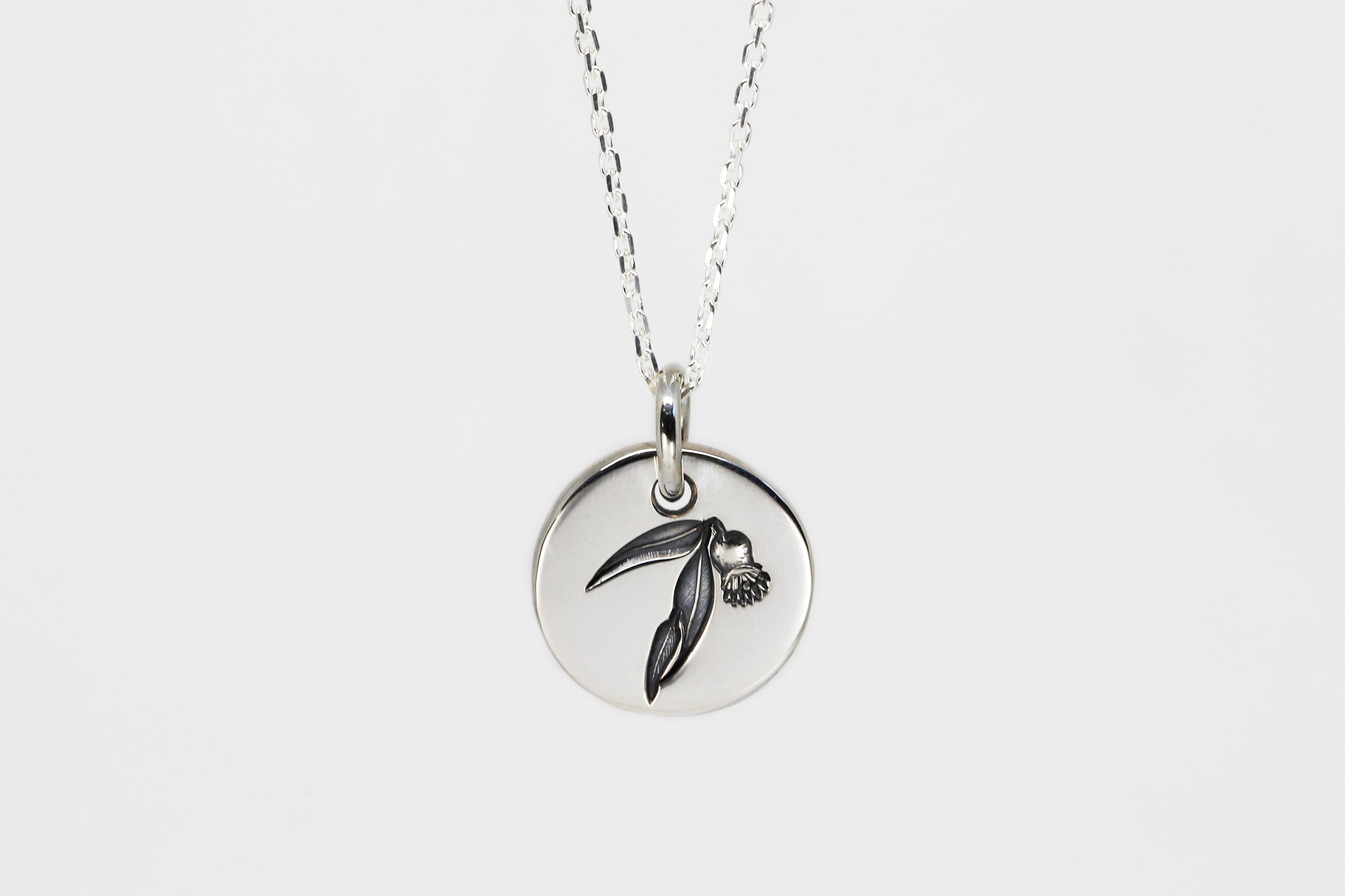 Round Medium Disc Pendant - Gum Leaves