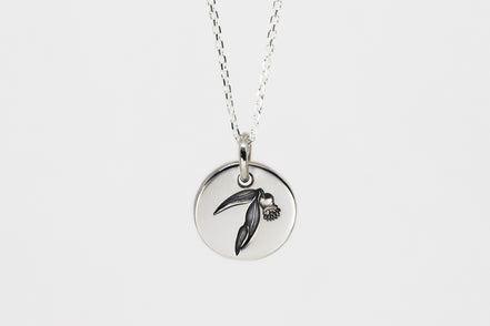 Round Medium Disc Pendant - Gum Leaves