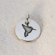 Round Medium Disc Pendant - Hummingbird