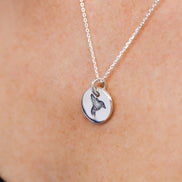 Round Medium Disc Pendant - Hummingbird