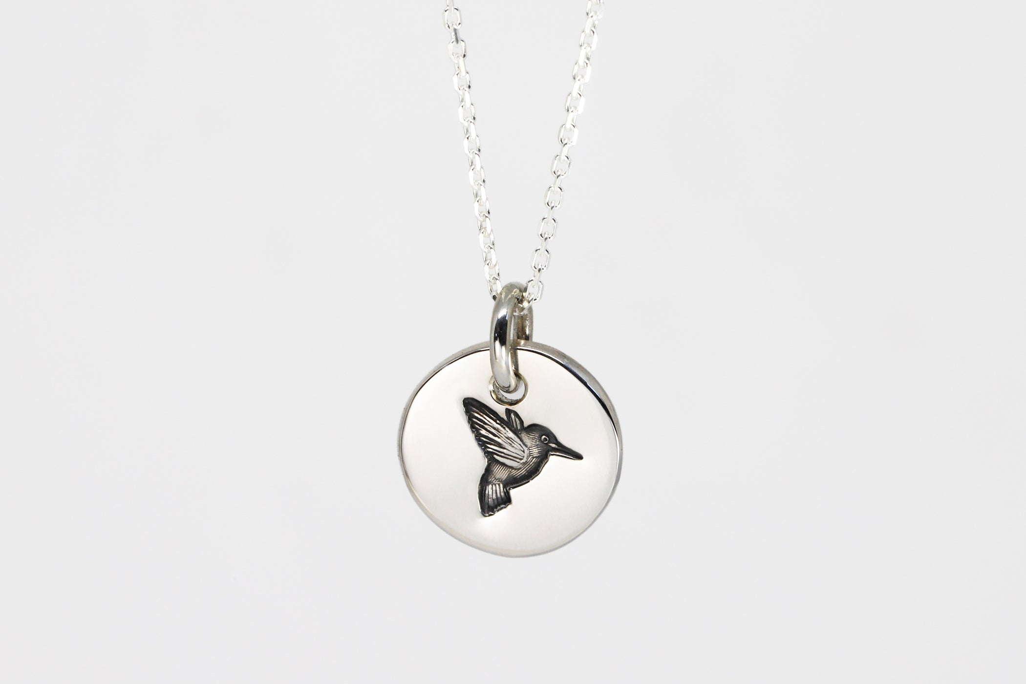 Round Medium Disc Pendant - Hummingbird