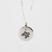 Round Medium Disc Pendant - Turtle