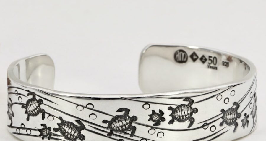 Tidal Turtles Sterling Silver Cuff
